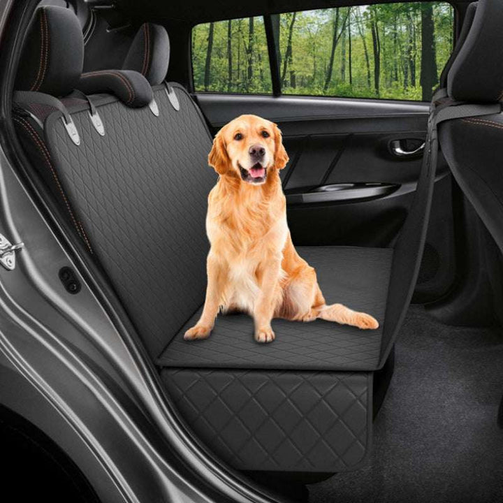 Dog Travel Seat Cover – Rear Car Mat with Safety Mesh, Zipper & Hammock Design