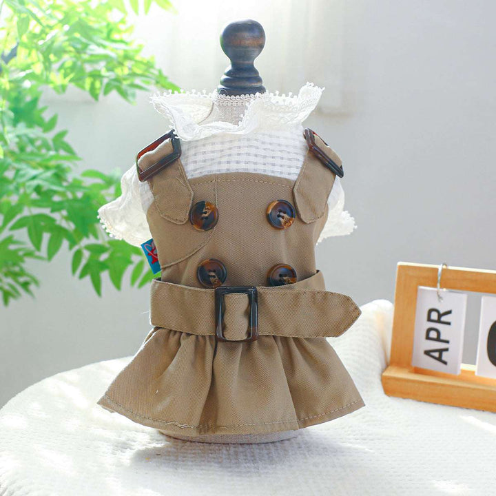 Khaki Pet Dress– Trench Coat, Dresses, and Bib Tops