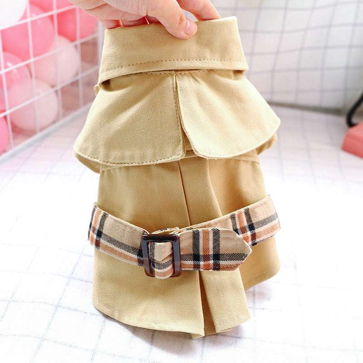 Pet Trench Coat & Skirt Set – Khaki Couple Outfit for Dogs & Cats