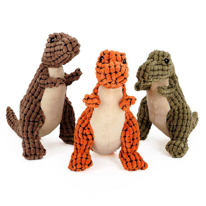 Fun Plush Dinosaur Dog Toy – Stuffed Squeaker Chew Toy for Pets of All Sizes