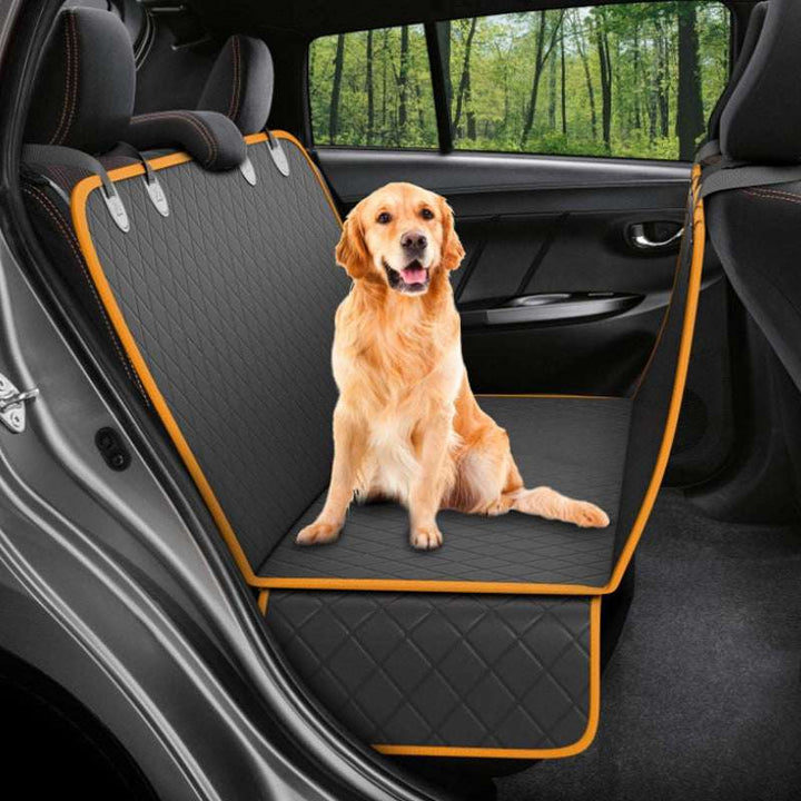 Dog Travel Seat Cover – Rear Car Mat with Safety Mesh, Zipper & Hammock Design