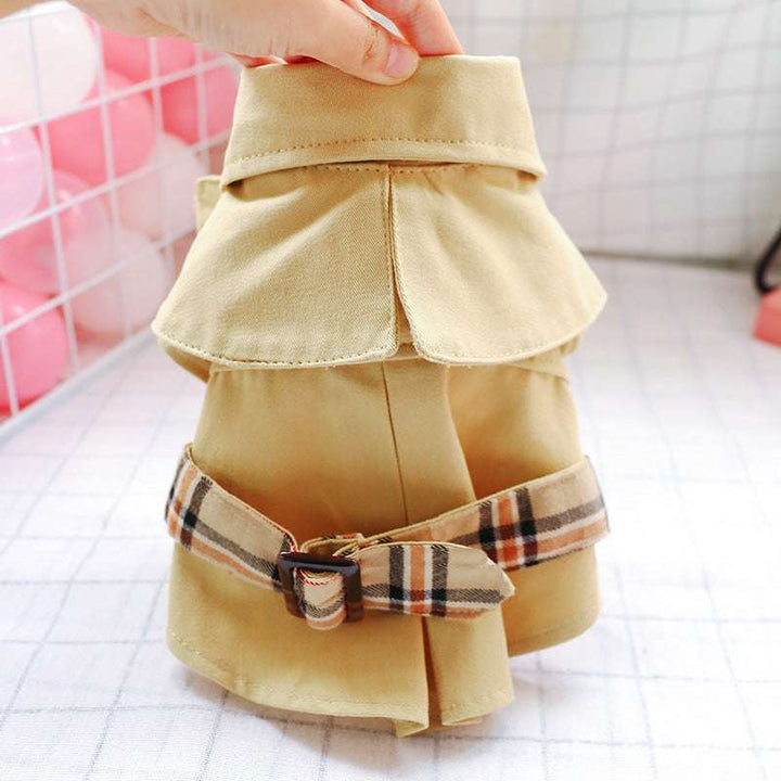 Pet Trench Coat & Skirt Set – Khaki Couple Outfit for Dogs & Cats