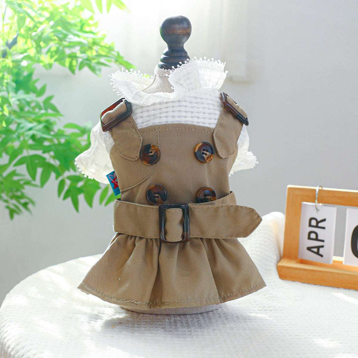 Khaki Pet Dress– Trench Coat, Dresses, and Bib Tops