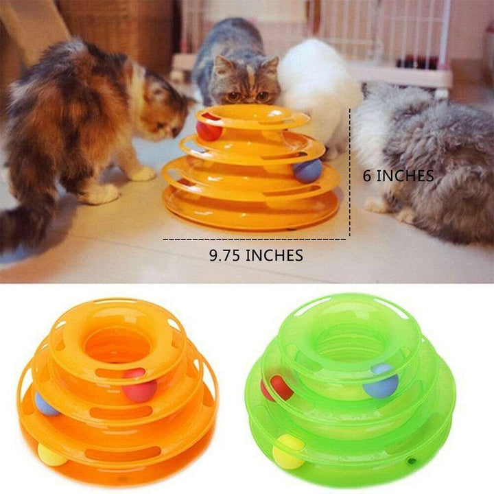 Interactive Cat Ball Tower Toy – Trilaminar Track for Fun & Exercise