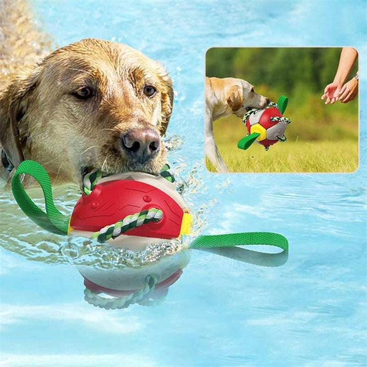 Dog Football Toy with Tabs – Durable Outdoor Training Ball for Active Pets