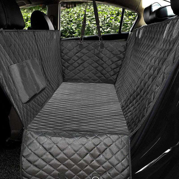 Dog Travel Seat Cover – Rear Car Mat with Safety Mesh, Zipper & Hammock Design
