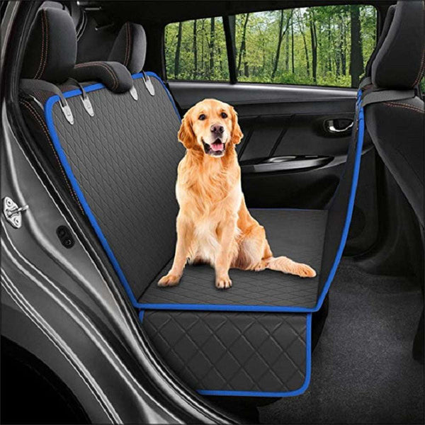Dog Travel Seat Cover – Rear Car Mat with Safety Mesh, Zipper & Hammock Design