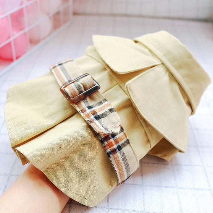 Pet Trench Coat & Skirt Set – Khaki Couple Outfit for Dogs & Cats
