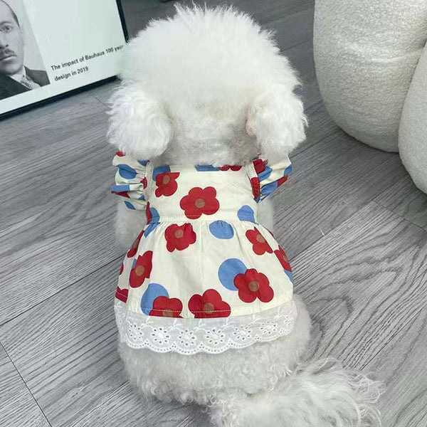 Floral Pet Dress – Soft Cotton Princess Outfit for Dogs & Cat