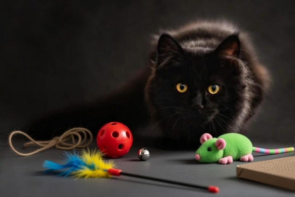 cat with toys